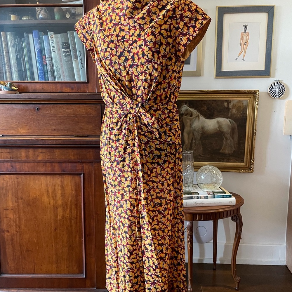 SALONI Pemala Sun Yellow and Black Floral Midi Dress NWT - Picture 6 of 7